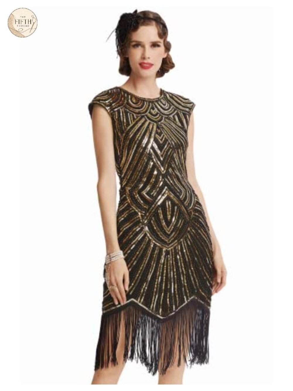 1920s Flapper Dress Beaded Fringed Great Gatsby Cocktail Party